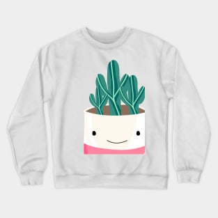 cute cactus plant with smiley vase pot - cute Crewneck Sweatshirt